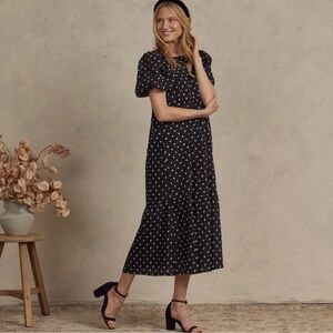 EUC Noralee Women’s Claire Dress Black/Ivory Dot